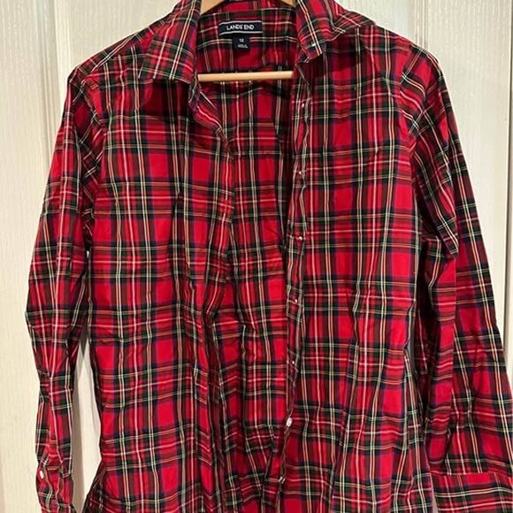 Lands end Plaid button up Shirt size 12 - Picture 1 of 2